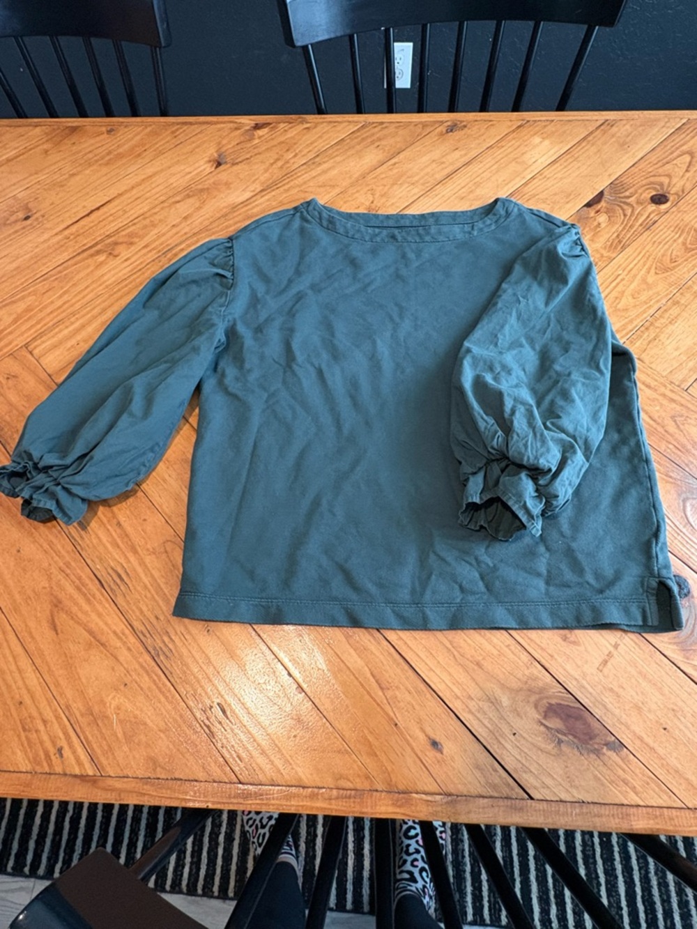 Wonderly Blue Gray Balloon Sleeve Blouse Women’s Small Boho Top